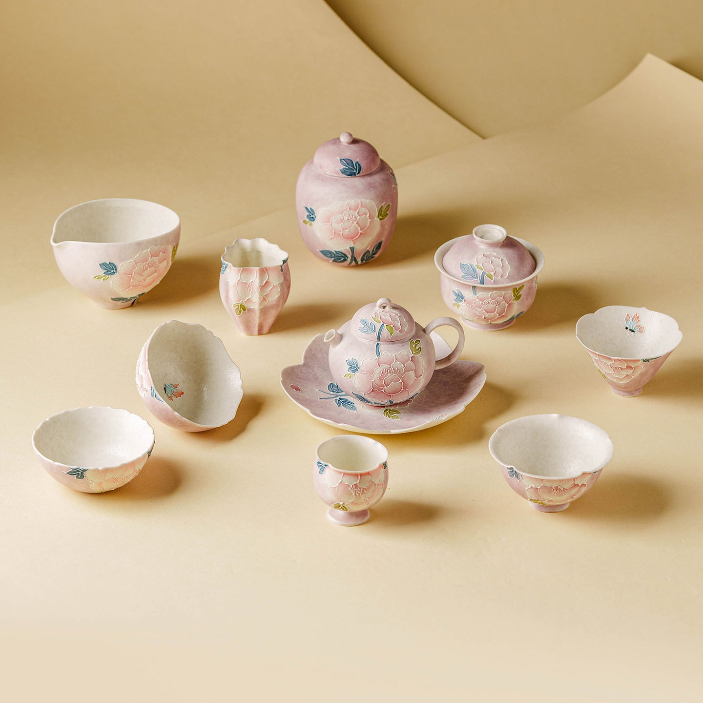 HandPainted Vintage Peony Butt - đánh giá và giá Korean Tea Set