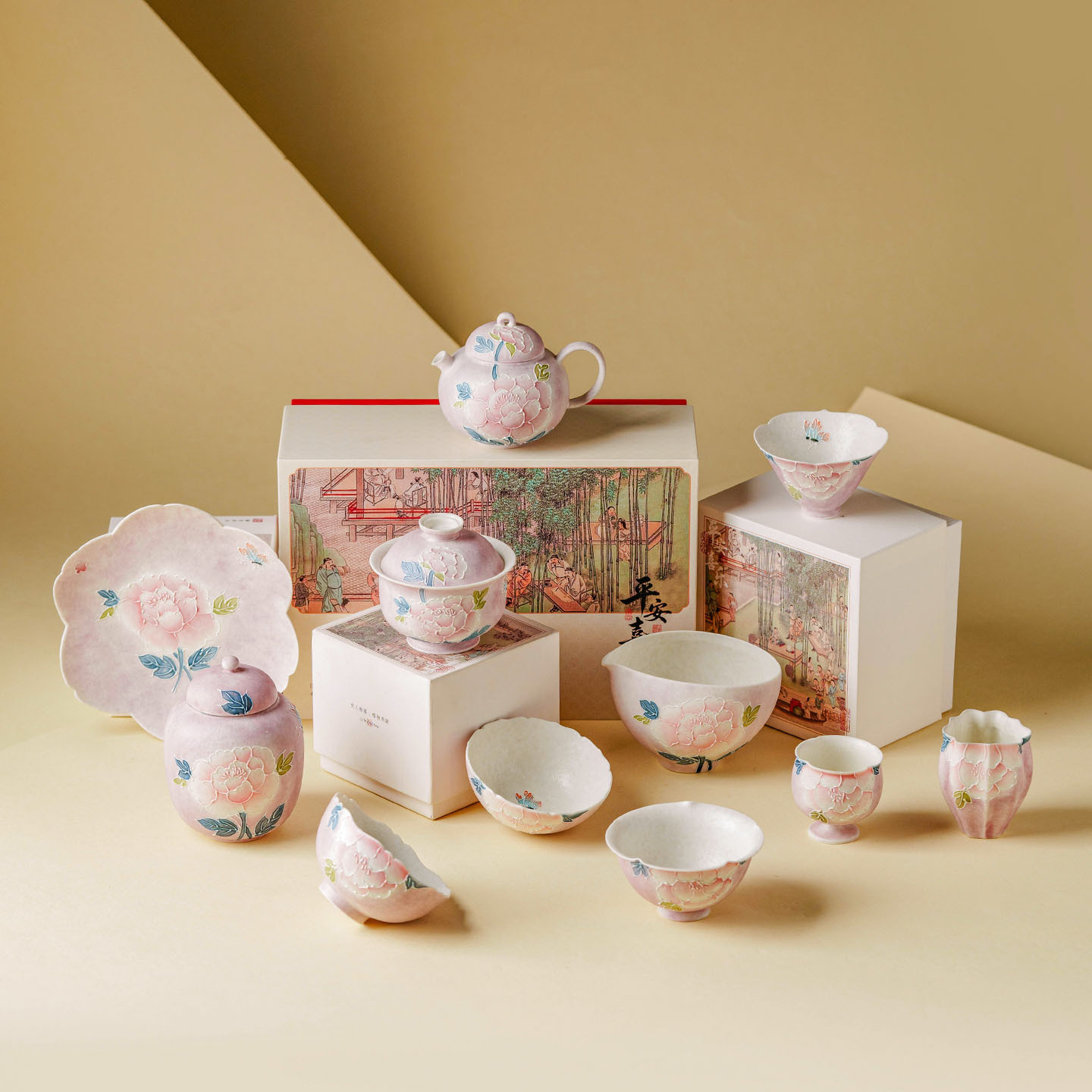 HandPainted Vintage Peony Butt - đánh giá và giá Korean Tea Set