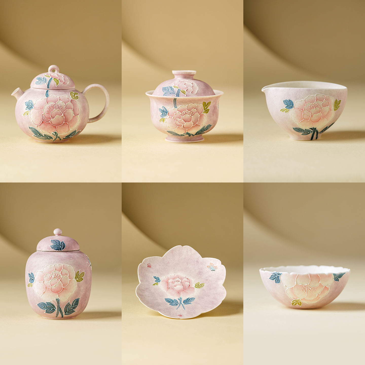 HandPainted Vintage Peony Butt - đánh giá và giá Korean Tea Set